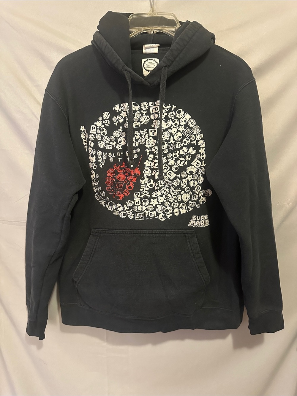 Nintendo Black Hoodie with White and Red Super Mario Icon Circle